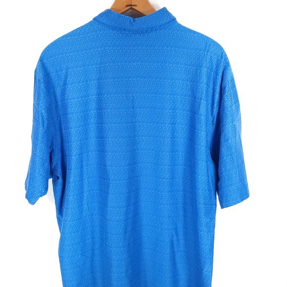 Tiger Woods Polo Shirt Men's XXL Blue White Geometric Polka Dot Short Sleeve - Picture 7 of 9